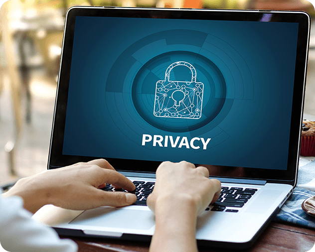 Privacy graphic over laptop screen