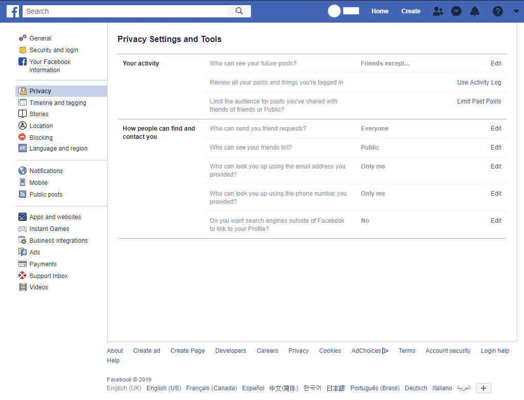 Facebook privacy